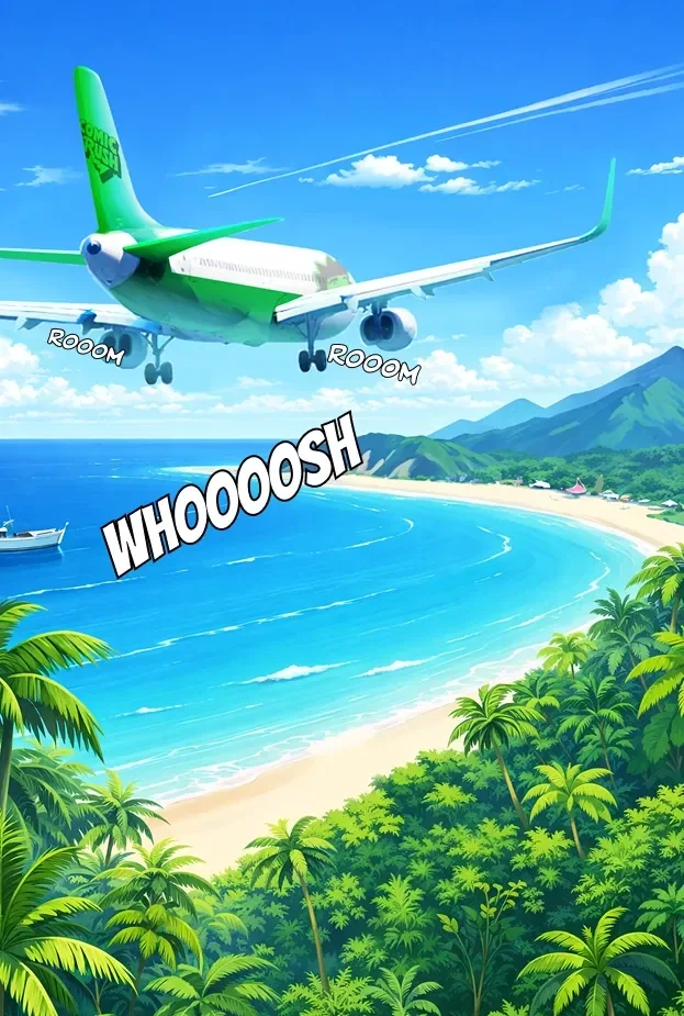 The plane arriving at the holiday destination in Daughter or Mother Episode 1