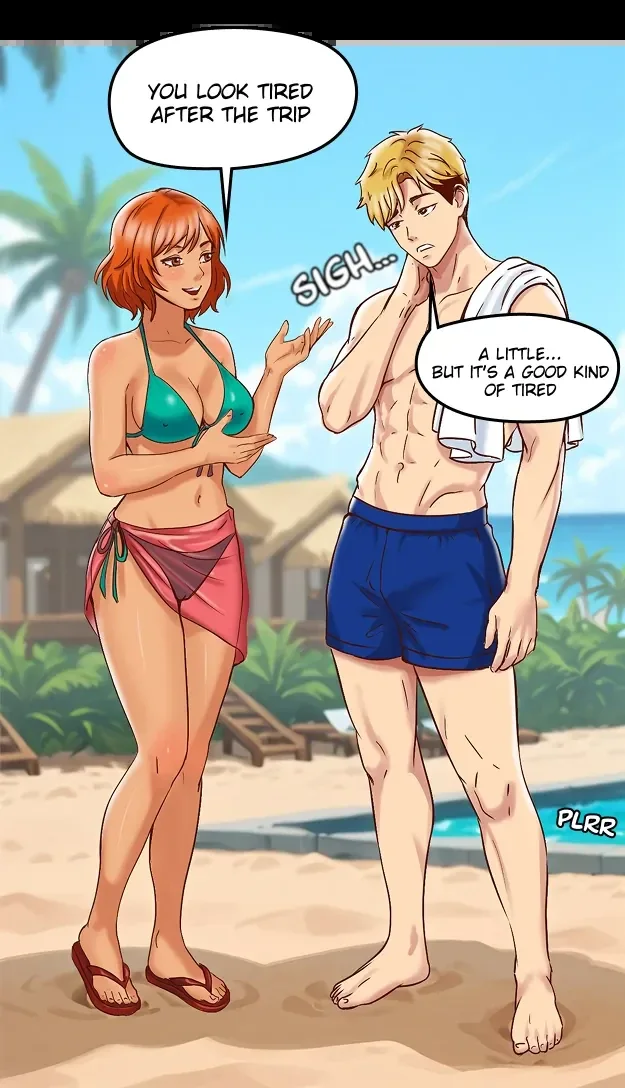 Victoria talking with Lucas beside the pool in Daughter or Mother