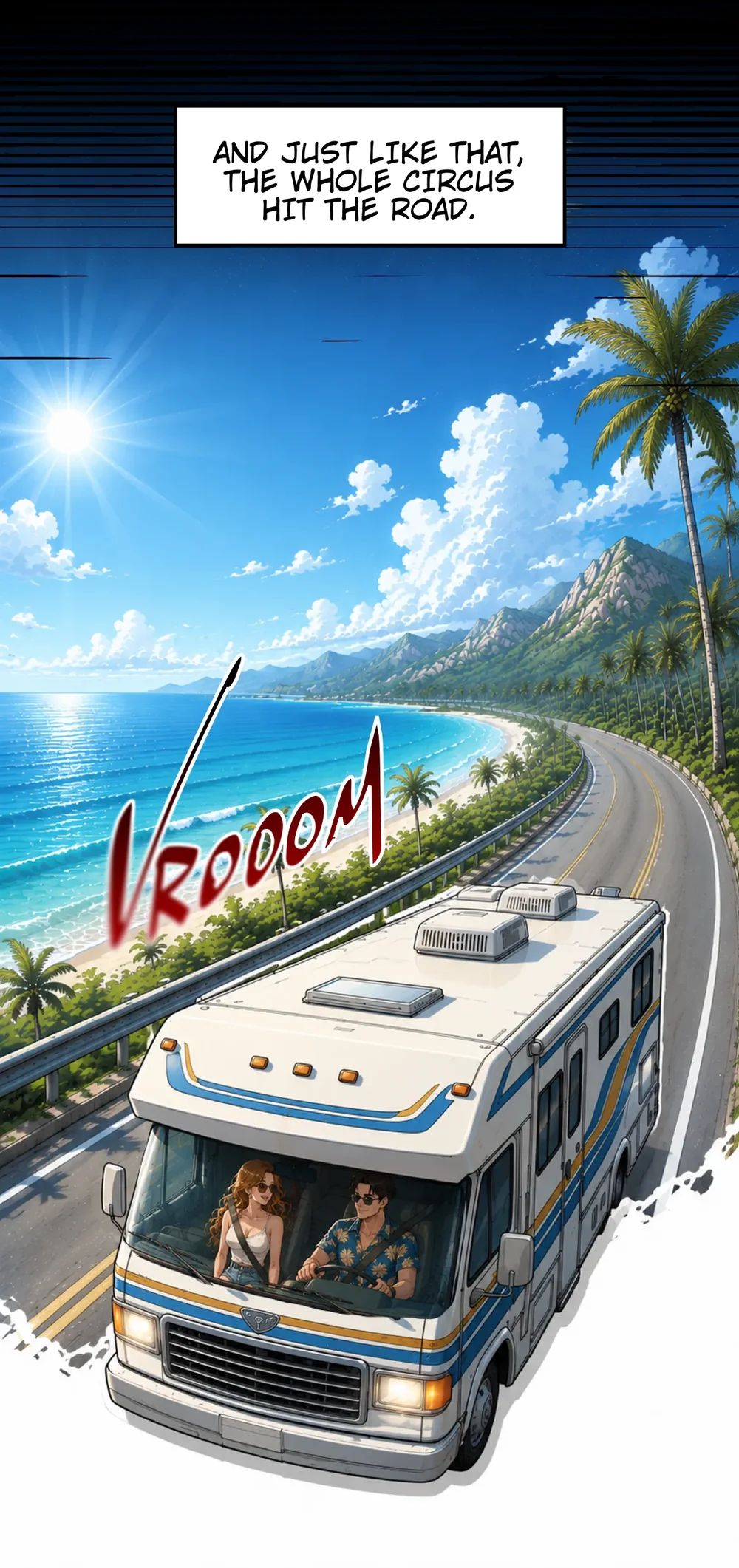 The group travelling by RV in Mom’s Wild Friend Episode 1