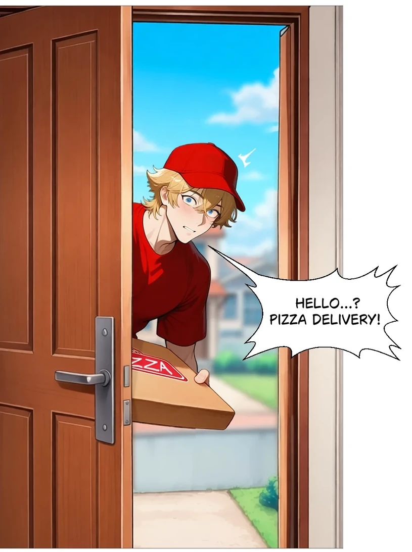Ryan at the open door in Pizza Boy vs MILFs Episode 1