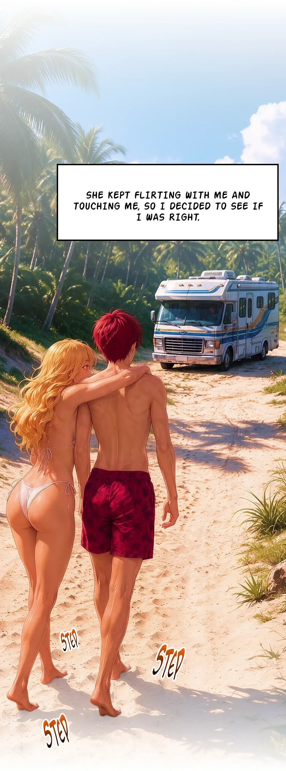 Mrs Bennett and Evan approaching the family RV in Mom’s Wild Friend