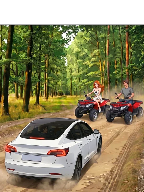 The family arriving with ATVs in Redhead’s First Ride Chapter 1