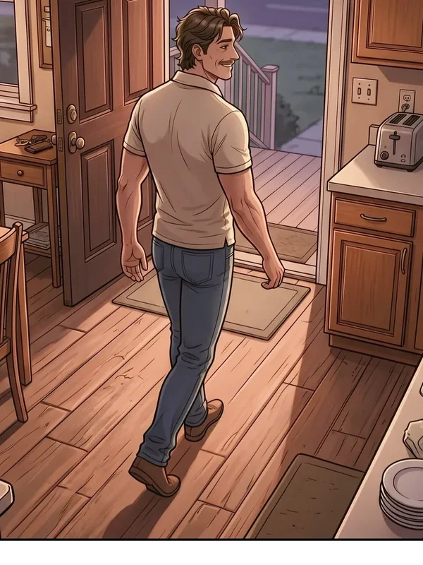 Ethan’s father leaving the kitchen in Redhead’s First Ride Episode 3
